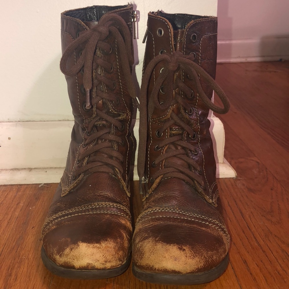 Brown Steve Madden Combat Boots